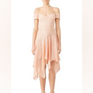 NICOLE MILLER COLLECTION Off Shoulder Spaghetti Strap Lace Scarf Dress=]…